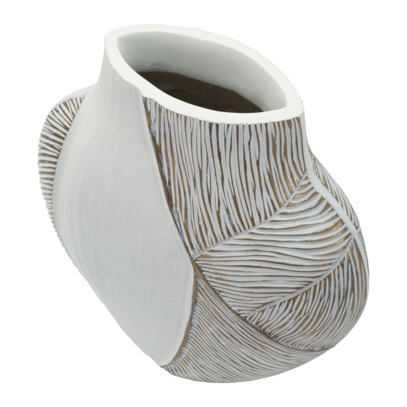 Vase moderne chic Ventru H 31 cm Résine Blanc Patiné Ho Chi Minh 
