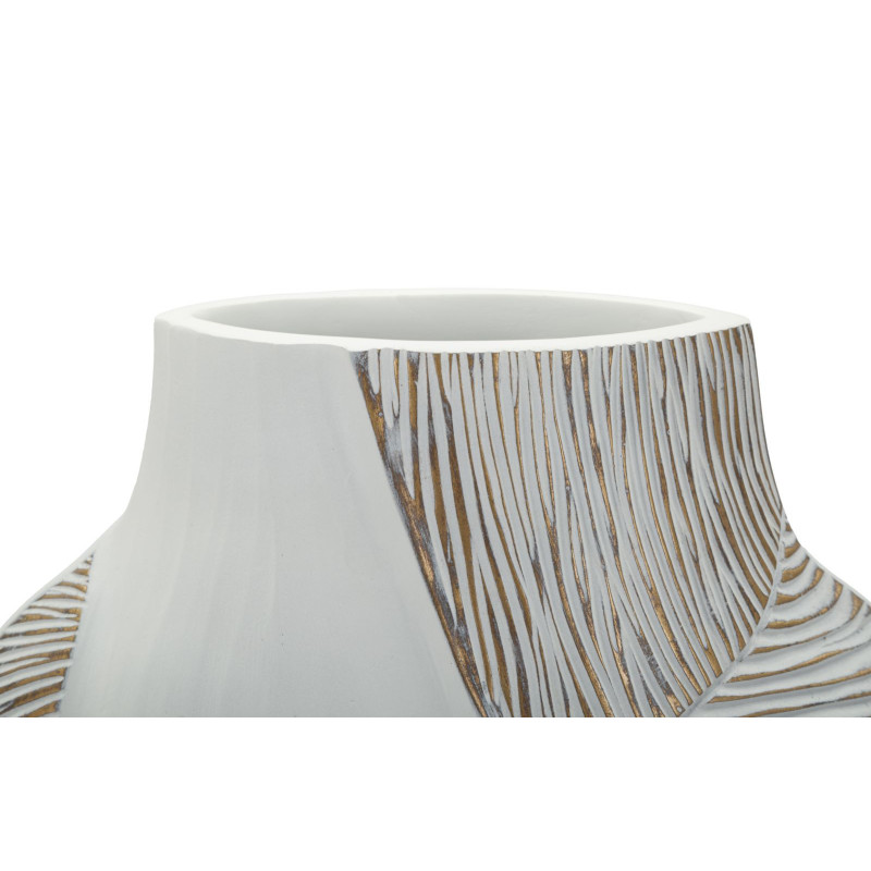 Vase moderne chic Ventru H 31 cm Résine Blanc Patiné Ho Chi Minh 