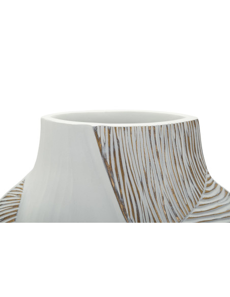 Vase moderne chic Ventru H 31 cm Résine Blanc Patiné Ho Chi Minh 