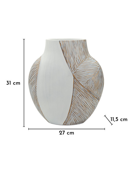 Vase moderne chic Ventru H 31 cm Résine Blanc Patiné Ho Chi Minh 