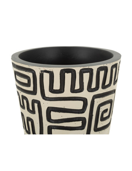 Grand Vase XXL Style ethnique graphique Bouteille H 86 cm Résine Blanc Noir Nairobi 