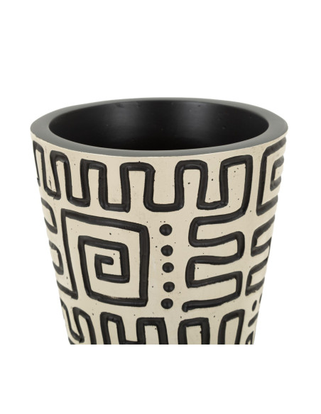 Grand Vase XXL Style ethnique graphique Bouteille H 65 cm Résine Blanc Noir Nairobi 