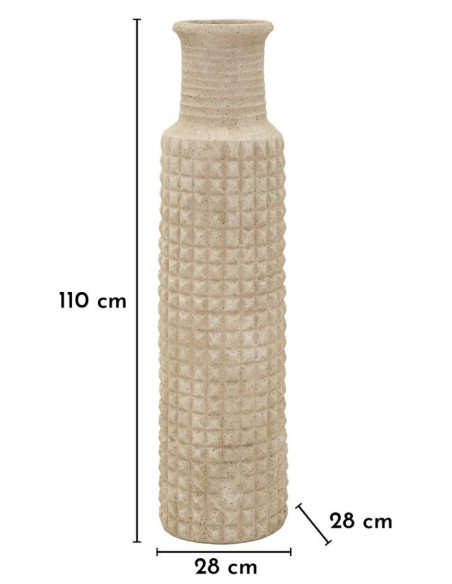 Grand Vase XXL ethnique moderne Bouteille H 110 cm Résine Beige Esterno 