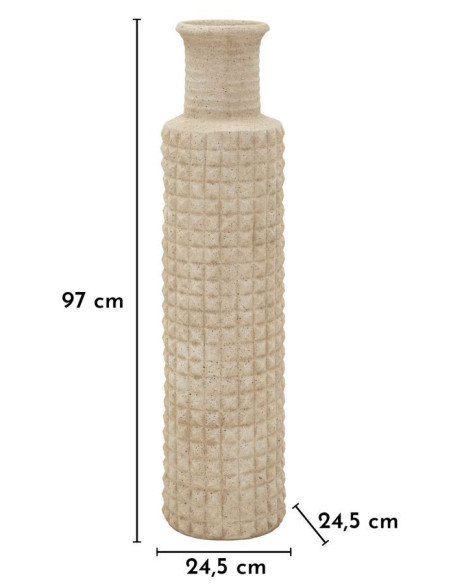 Grand Vase XXL ethnique moderne Bouteille H 97 cm Résine Beige Esterno 