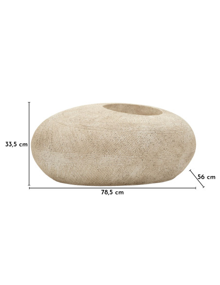 Grand Cache-pot XXL extérieur Galet 78 cm Résine Gris Stone 