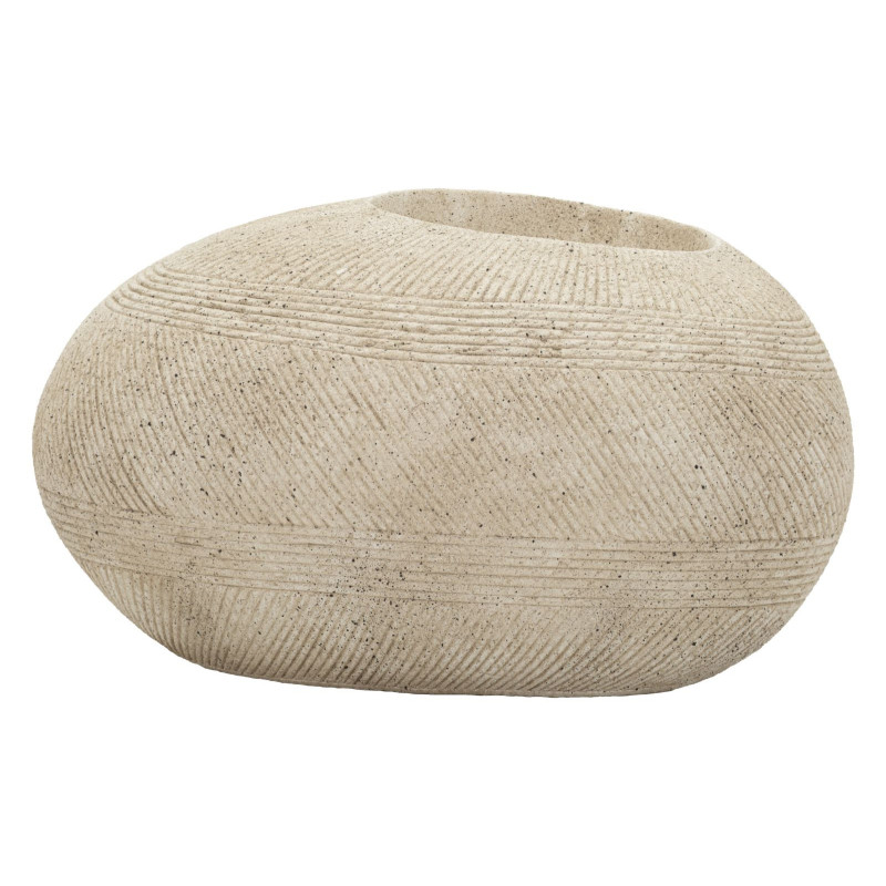 Grand Cache-pot XXL extérieur Galet 54 cm Résine Gris Stone 