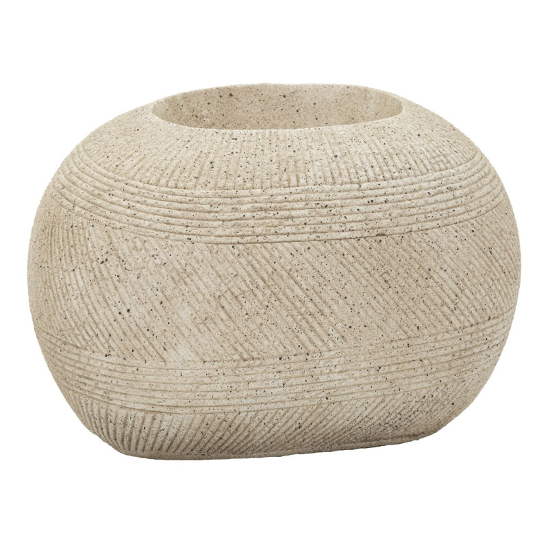 Grand Cache-pot XXL extérieur Galet 54 cm Résine Gris Stone 