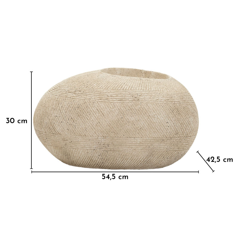 Grand Cache-pot XXL extérieur Galet 54 cm Résine Gris Stone 