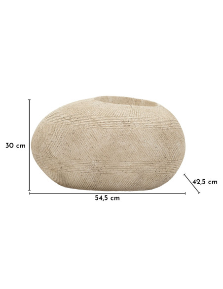 Grand Cache-pot XXL extérieur Galet 54 cm Résine Gris Stone 