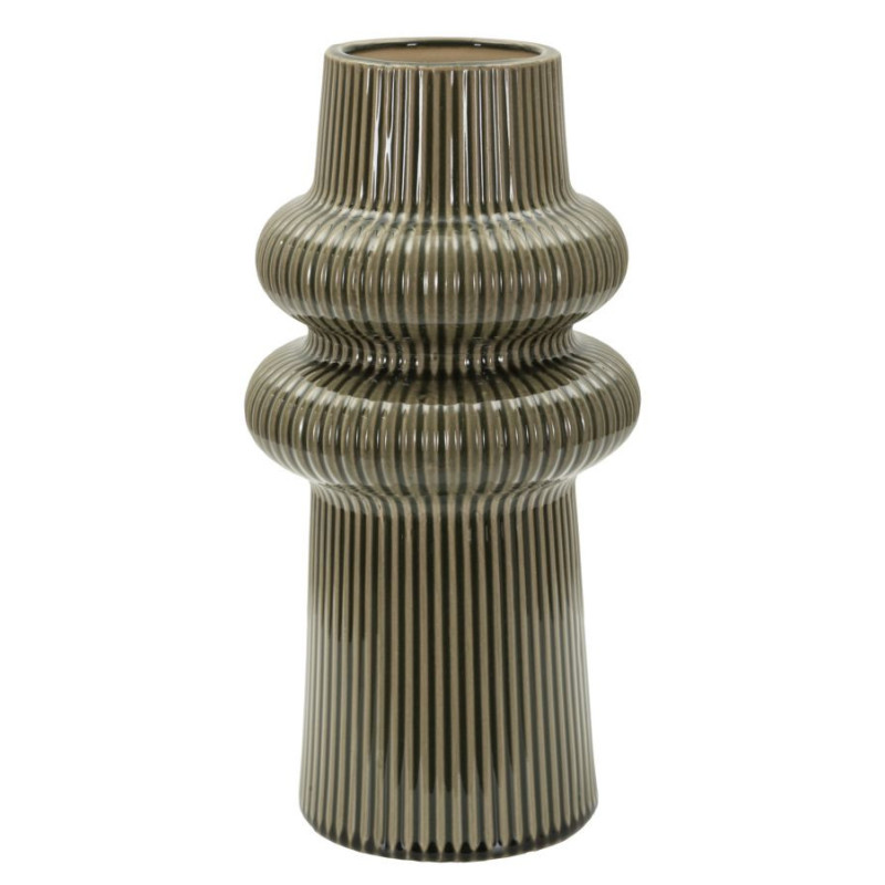 Vase style seventies modernisé Totem H 36 cm Céramique Vert Harmony 