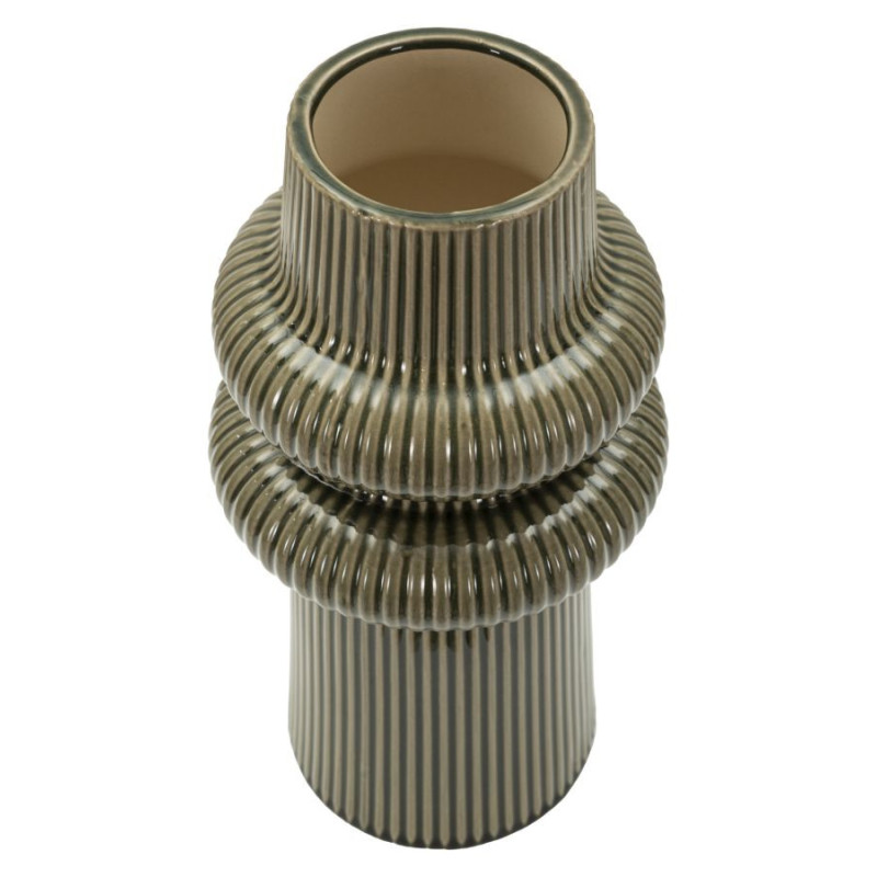 Vase style seventies modernisé Totem H 36 cm Céramique Vert Harmony 