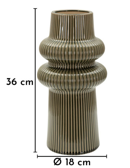 Vase style seventies modernisé Totem H 36 cm Céramique Vert Harmony 