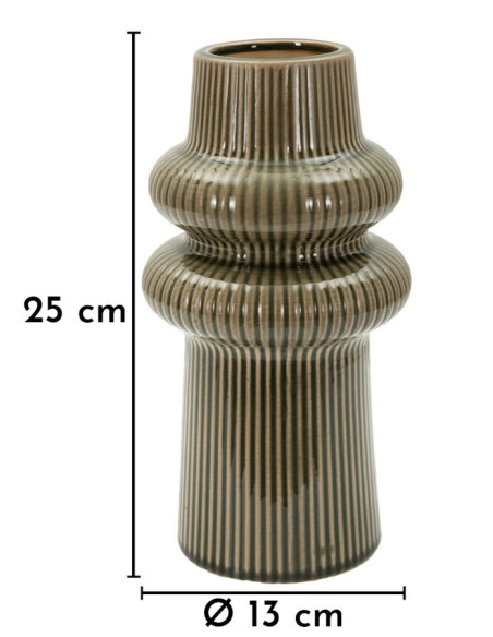 Vase style seventies modernisé Totem H 25 cm Céramique Vert Harmony 