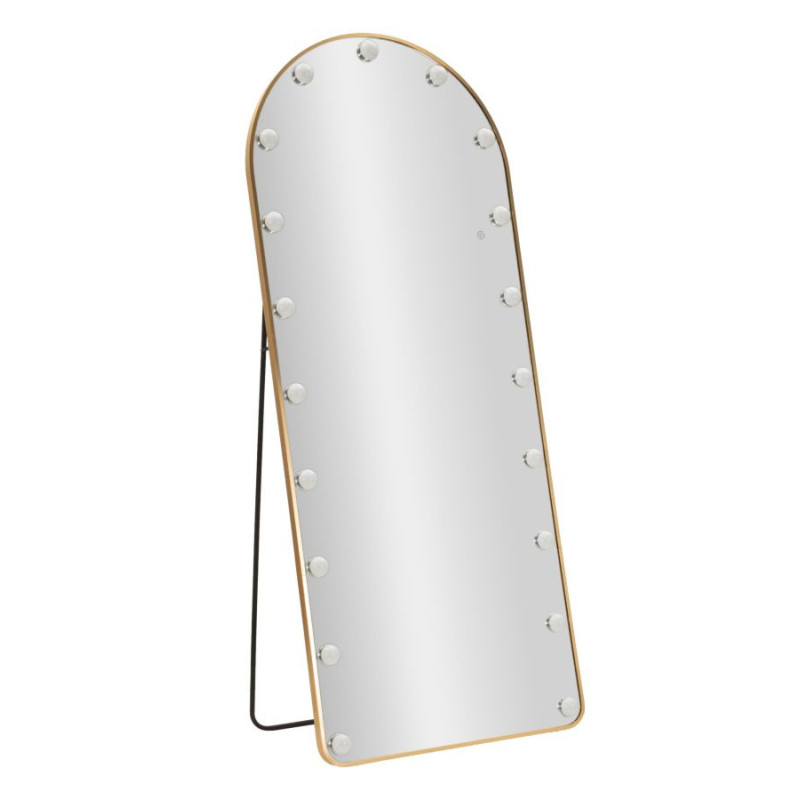 Grand Miroir sur pied lumineux LED Arche Arrondi 70x170 Métal Doré Hollywood 