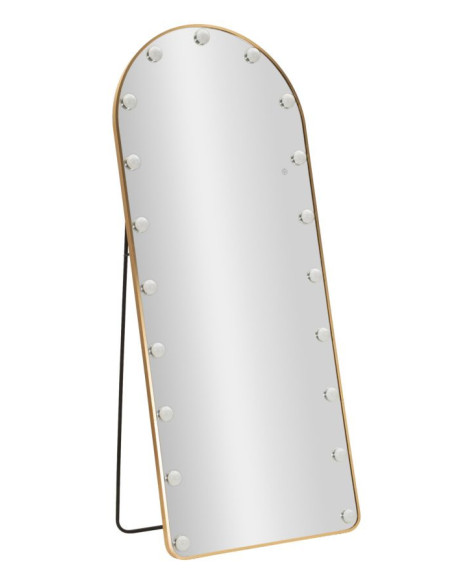 Grand Miroir sur pied lumineux LED Arche Arrondi 70x170 Métal Doré Hollywood 