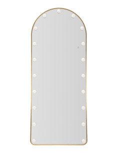 Grand Miroir sur pied lumineux LED Arche Arrondi 70x170 Métal Doré Hollywood 