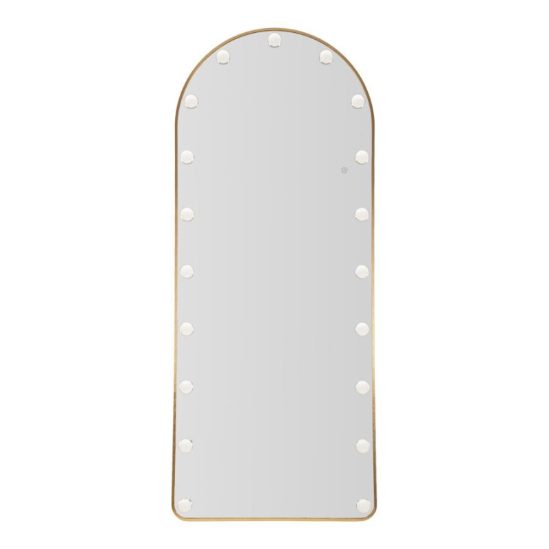 Grand Miroir sur pied lumineux LED Arche Arrondi 70x170 Métal Doré Hollywood 