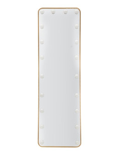 Grand Miroir sur pied lumineux LED Rectangulaire 50x160 Métal Doré Hollywood 