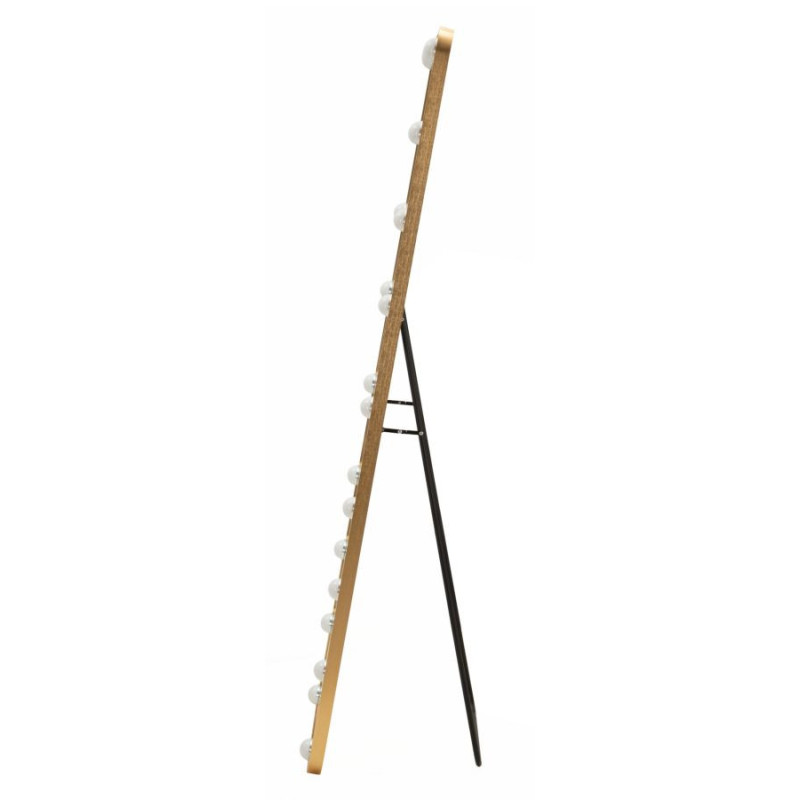 Grand Miroir sur pied lumineux LED Rectangulaire 50x160 Métal Doré Hollywood 