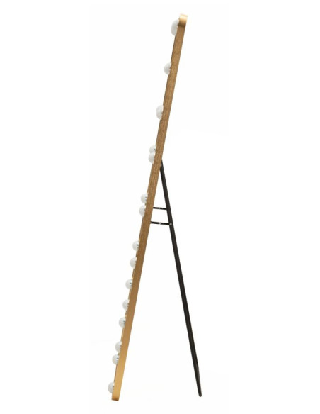 Grand Miroir sur pied lumineux LED Rectangulaire 50x160 Métal Doré Hollywood 