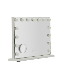 Miroir à poser lumineux LED Rectangulaire 55x43 Métal Blanc Hollywood 