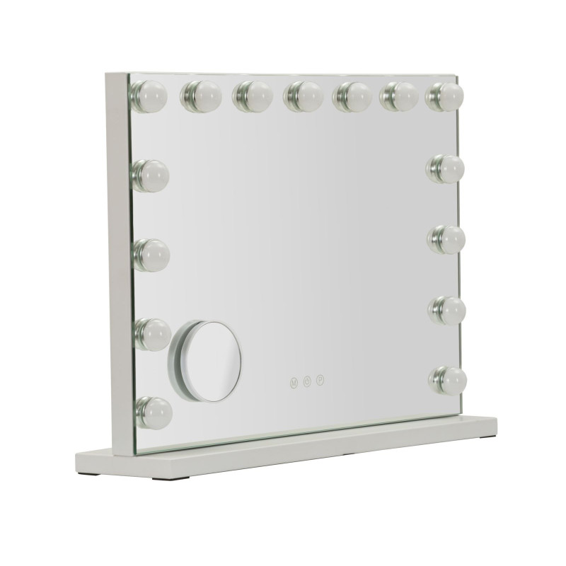 Miroir à poser lumineux LED Rectangulaire 55x43 Métal Blanc Hollywood 