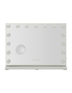 Miroir à poser lumineux LED Rectangulaire 55x43 Métal Blanc Hollywood 