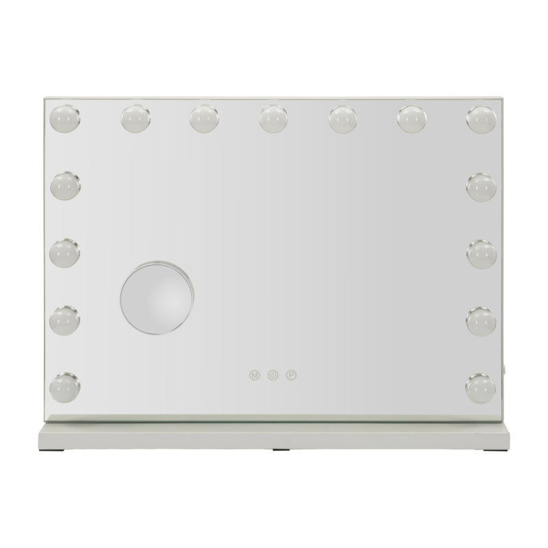 Miroir à poser lumineux LED Rectangulaire 55x43 Métal Blanc Hollywood 