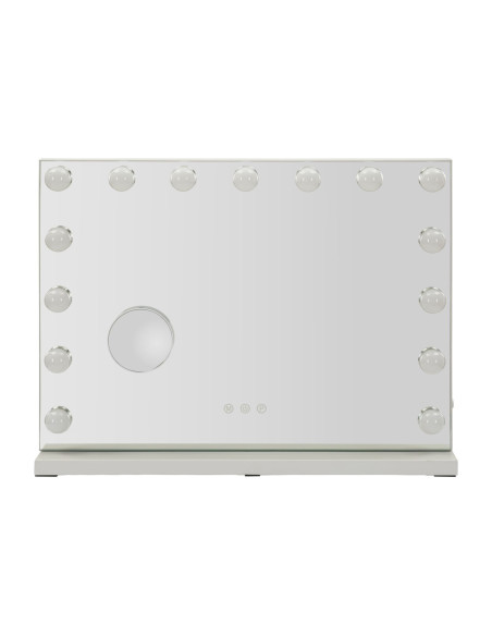 Miroir à poser lumineux LED Rectangulaire 55x43 Métal Blanc Hollywood 