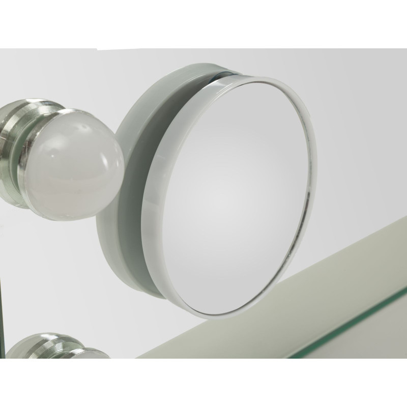 Miroir à poser lumineux LED Rectangulaire 55x43 Métal Blanc Hollywood 