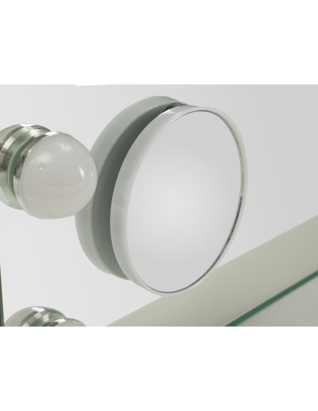 Miroir à poser lumineux LED Rectangulaire 55x43 Métal Blanc Hollywood 