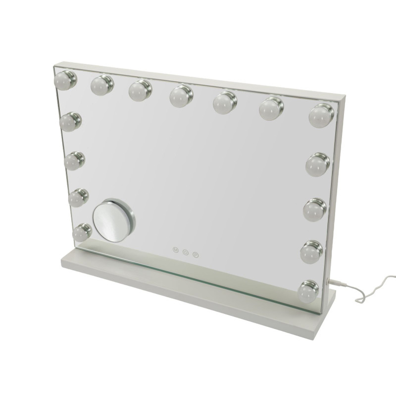 Miroir à poser lumineux LED Rectangulaire 55x43 Métal Blanc Hollywood 