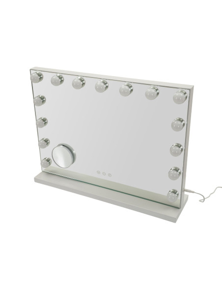 Miroir à poser lumineux LED Rectangulaire 55x43 Métal Blanc Hollywood 