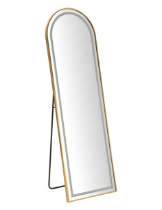 Grand Miroir sur pied lumineux LED Arche Arrondi 50x160 Métal Doré Simple 