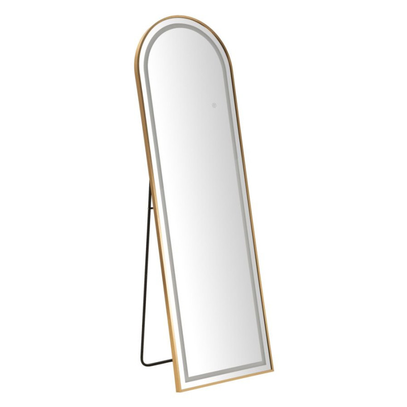 Grand Miroir sur pied lumineux LED Arche Arrondi 50x160 Métal Doré Simple 