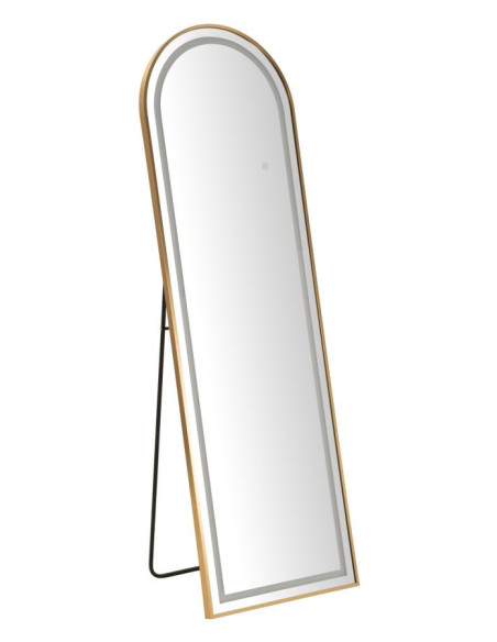 Grand Miroir sur pied lumineux LED Arche Arrondi 50x160 Métal Doré Simple 