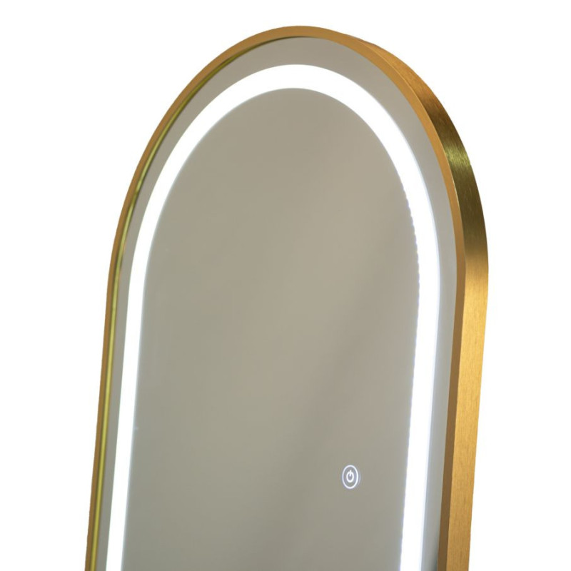 Grand Miroir sur pied lumineux LED Arche Arrondi 50x160 Métal Doré Simple 