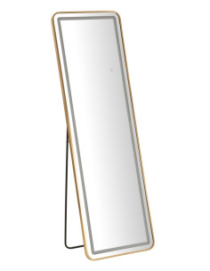 Grand Miroir sur pied lumineux LED Rectangulaire 50x160 Métal Doré Simple 