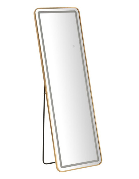 Grand Miroir sur pied lumineux LED Rectangulaire 50x160 Métal Doré Simple 