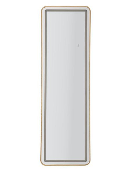 Grand Miroir sur pied lumineux LED Rectangulaire 50x160 Métal Doré Simple 