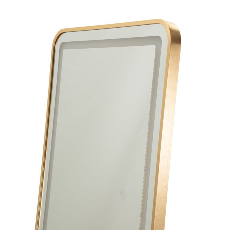 Grand Miroir sur pied lumineux LED Rectangulaire 50x160 Métal Doré Simple 