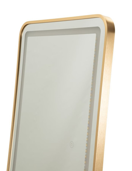 Grand Miroir sur pied lumineux LED Rectangulaire 50x160 Métal Doré Simple 