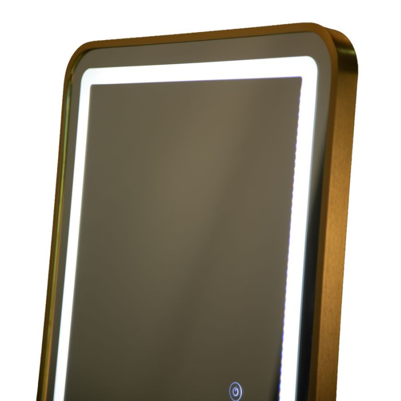 Grand Miroir sur pied lumineux LED Rectangulaire 50x160 Métal Doré Simple 