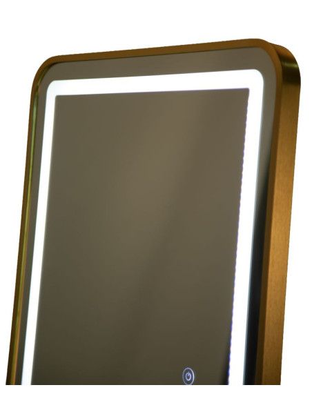 Grand Miroir sur pied lumineux LED Rectangulaire 50x160 Métal Doré Simple 