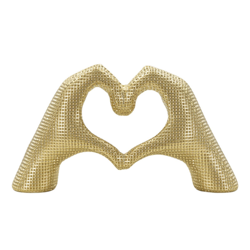 Sculpture moderne chic Mains Coeur 25 cm Résine Doré Lover Mauro Ferretti - 1