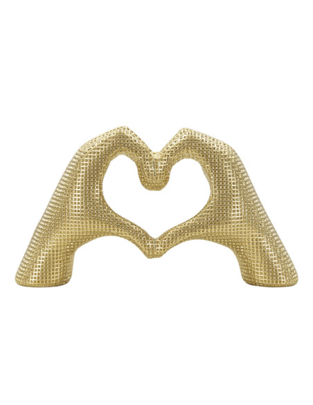 Sculpture moderne chic Mains Coeur 25 cm Résine Doré Lover Mauro Ferretti - 1