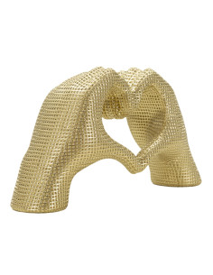 Sculpture moderne chic Mains Coeur 25 cm Résine Doré Lover Mauro Ferretti - 2