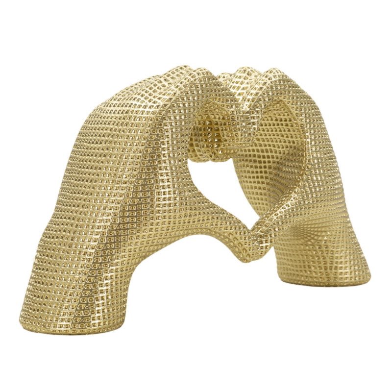 Sculpture moderne chic Mains Coeur 25 cm Résine Doré Lover Mauro Ferretti - 2
