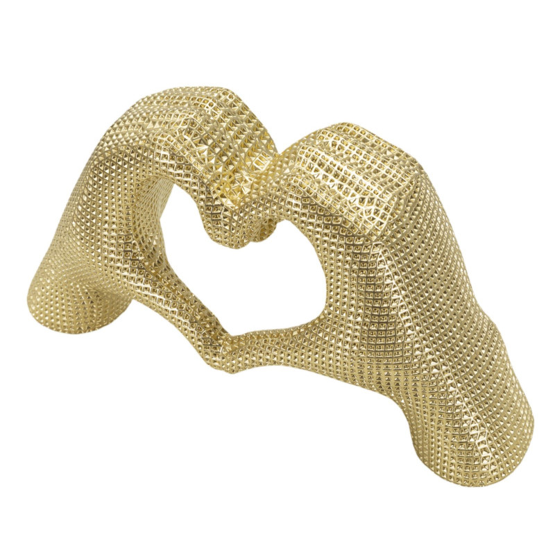 Sculpture moderne chic Mains Coeur 25 cm Résine Doré Lover Mauro Ferretti - 3