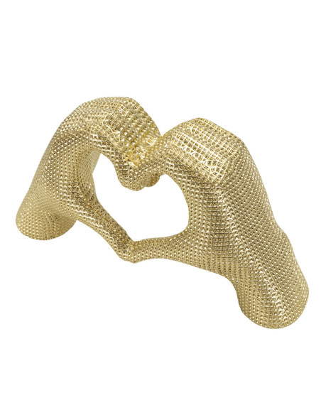 Sculpture moderne chic Mains Coeur 25 cm Résine Doré Lover Mauro Ferretti - 3